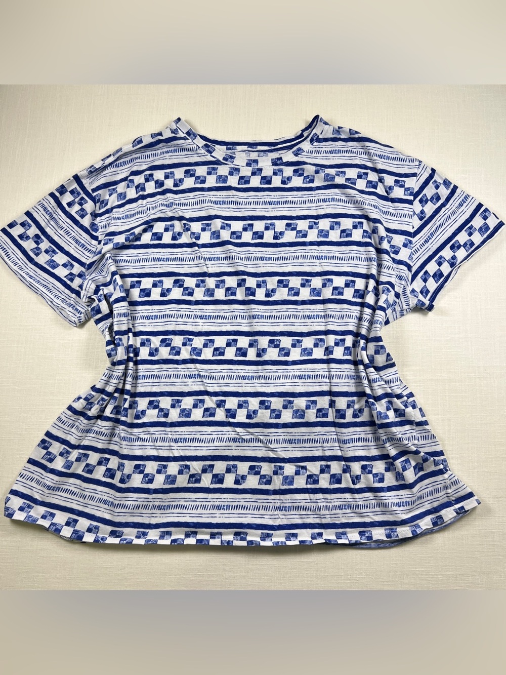 Free People We The Free Nina Printed T-Shirt - Navy/White - Size S